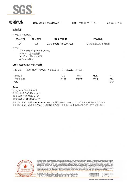 2023SGS人生就是搏家居甲醛检测报告中文版